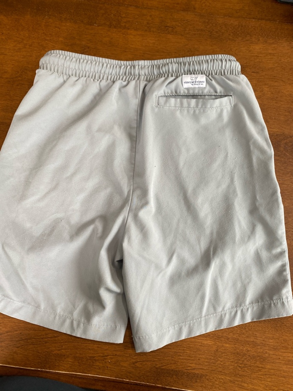 Vineyard Vines Light Gray Kids Shorts with Navy Drawstring - Picture 2 of 4